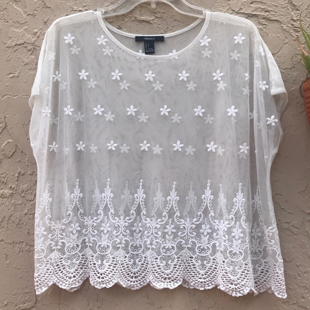 Gorgeous! Forever 21 Sheer Shell Lace Top - Picture 2 of 6